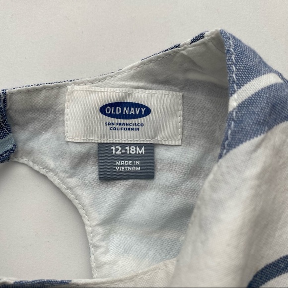 Old Navy Toddler Girls Blue/Green/White Sleeveless Striped Dress 12-18M - Picture 7 of 12